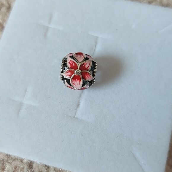 925 Sterling Silver Blooming Flower Charm - Picture 2 of 5